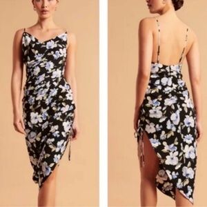 Abercrombie & Fitch Black and Blue Floral Asymmetrical Dress